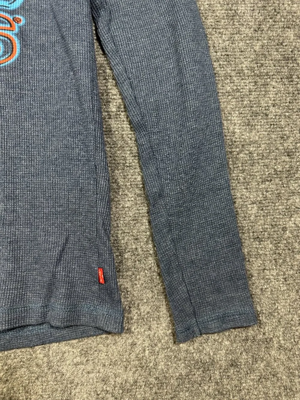 Levis Shirt Mens Small Pullover Blue Cotton Thermal Knit Long Sleeve Crew Tee